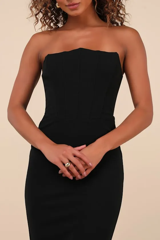 Confirmed Crush Black Strapless Midi Dress sold by Lulus product image thumbnail 4