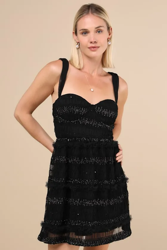 Coveted Choice Black Mesh Ruched Mini Dress sold by Lulus