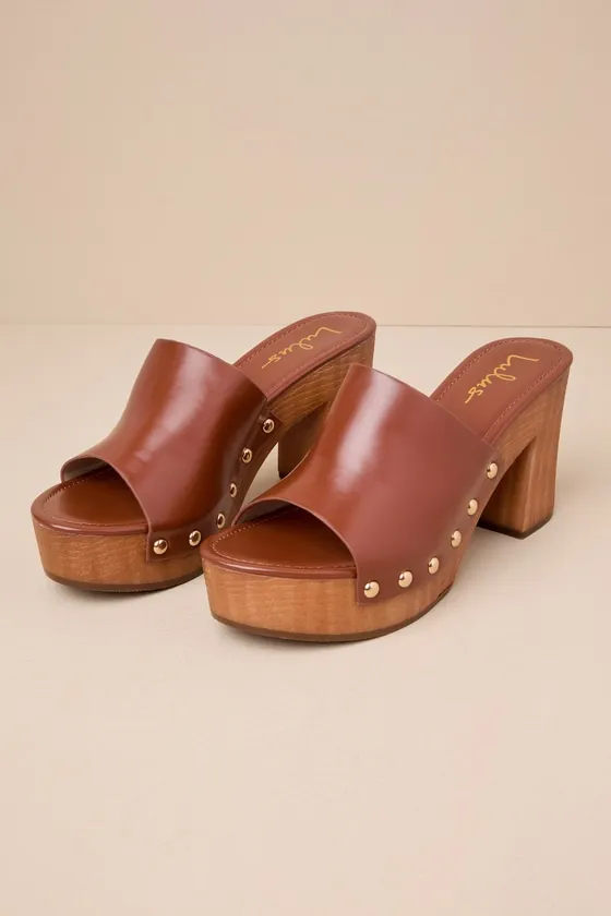 Jaylani Cognac Platform Mule Sandals sold by Lulus product image thumbnail 2