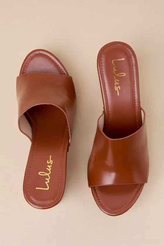 Jaylani Cognac Platform Mule Sandals sold by Lulus product image thumbnail 3