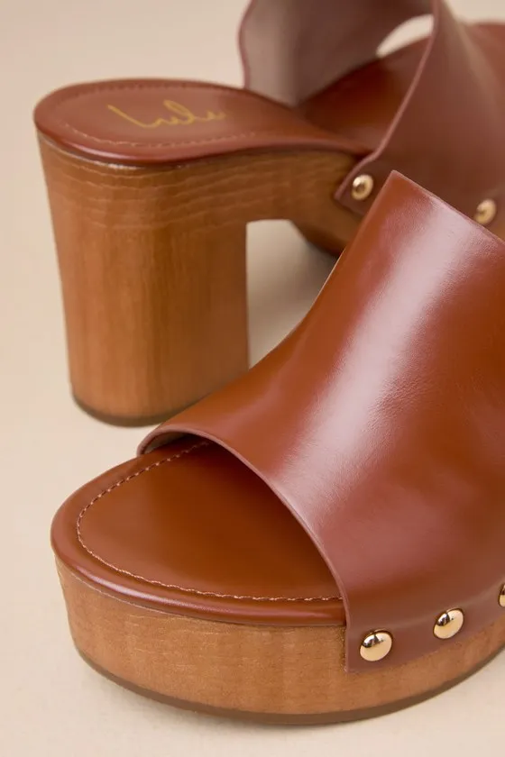 Jaylani Cognac Platform Mule Sandals sold by Lulus product image thumbnail 4