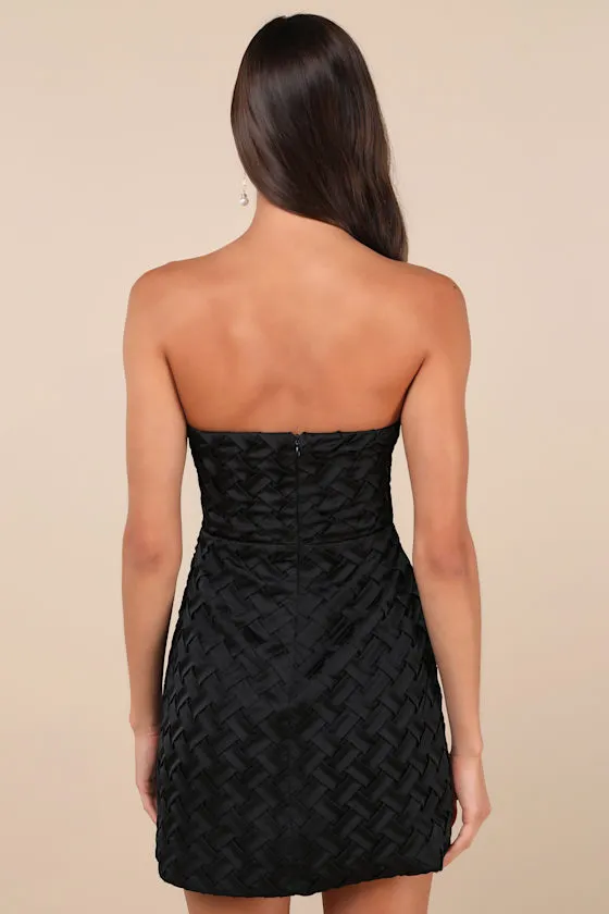 Modern Event Black Woven Texture Strapless Bodycon Mini Dress sold by Lulus product image thumbnail 2