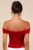 Ideal Attraction Red Velvet Off-the-Shoulder Top sold by Lulus