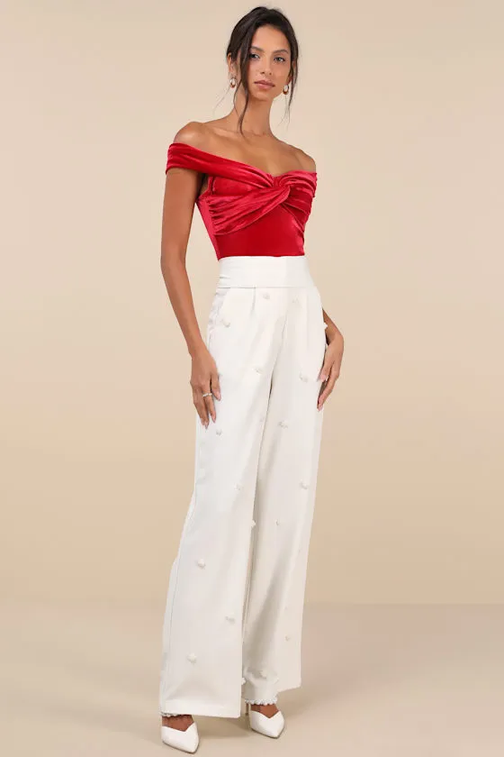 Ideal Attraction Red Velvet Off-the-Shoulder Top sold by Lulus product image thumbnail 3