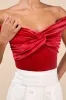 Ideal Attraction Red Velvet Off-the-Shoulder Top sold by Lulus