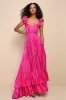 Pristine Glow Magenta Pink Ruffled Tie-Back Maxi Dress sold by Lulus