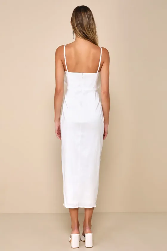 Statement Sweetie White Taffeta Sleeveless Bow Midi Dress sold by Lulus product image thumbnail 2