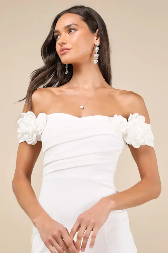 Romantic Reputation White 3D Floral Applique Bodycon Mini Dress sold by Lulus product image thumbnail 4