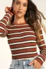 All the Hits Rust Brown and Ivory Striped Sweater sold by Lulus