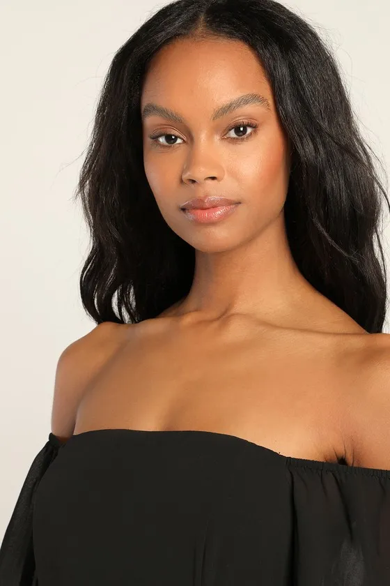 Feel the Romance Black Off-the-Shoulder Maxi Dress sold by Lulus product image thumbnail 2