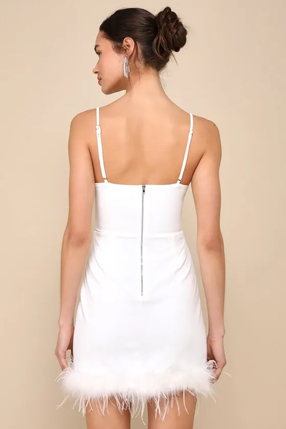 Social Star White Feather Sleeveless Bodycon Mini Dress sold by Lulus product image thumbnail 3