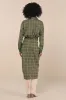 Seasonal Spirit Green Plaid Ruched Long Sleeve Midi Dress sold by Lulus