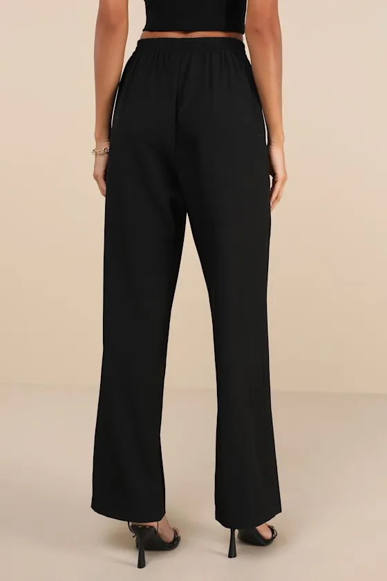Simply Poised Black Twill Wide-Leg Pants sold by Lulus product image thumbnail 3