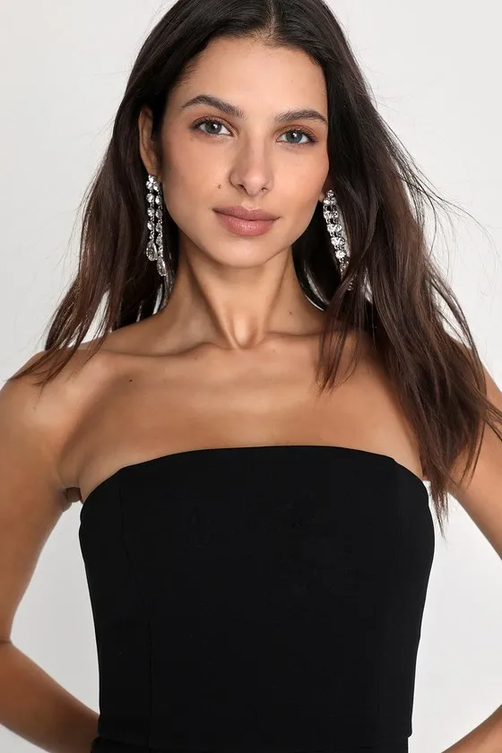 Always a Trendsetter Black Strapless Skort Romper sold by Lulus product image thumbnail 3