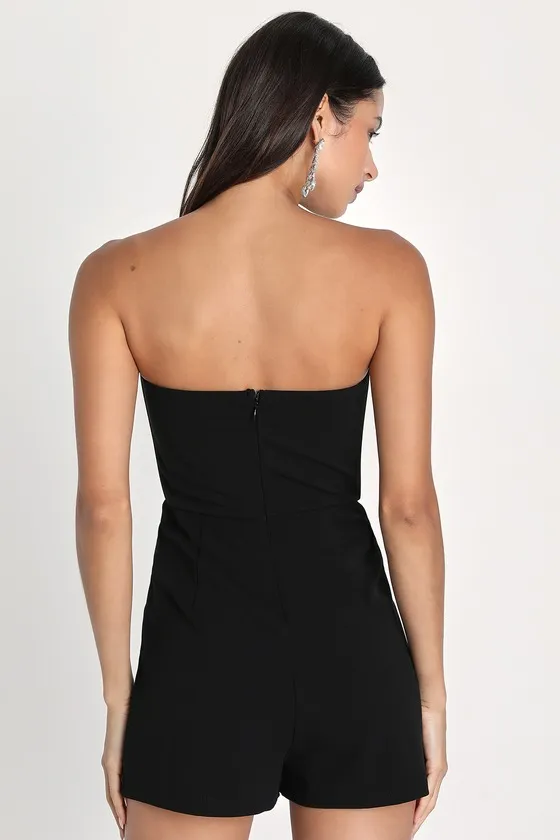 Always a Trendsetter Black Strapless Skort Romper sold by Lulus product image thumbnail 4