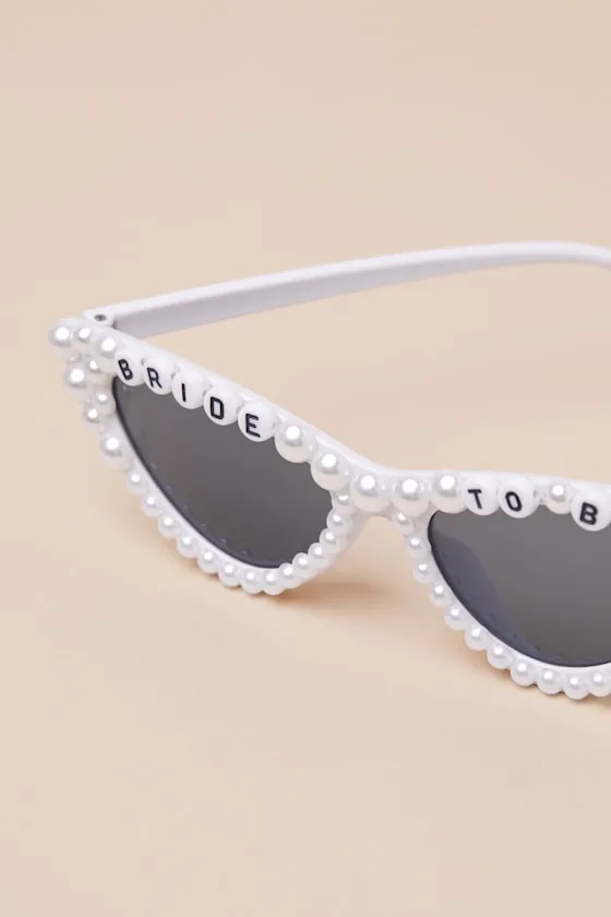 Lovebird Aesthetic White Pearl Cat-Eye Sunglasses sold by Lulus product image thumbnail 4
