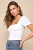Quintessential Muse White Ribbed Short Sleeve Top sold by Lulus