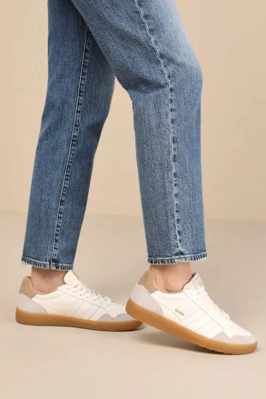 Eagle '86 Off White and Light Caramel Suede Leather Sneakers sold by Lulus