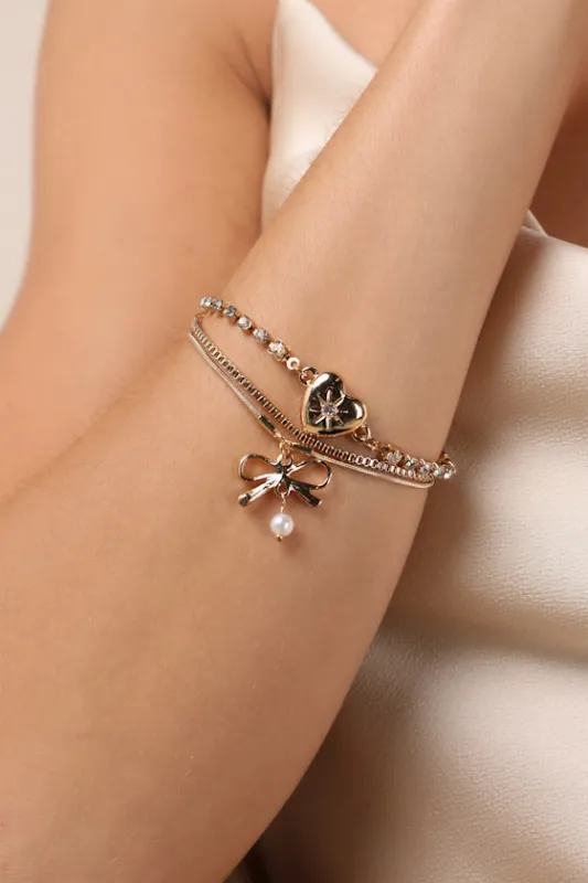 Kellia Gold Three-Piece Charm Bracelet Set sold by Lulus