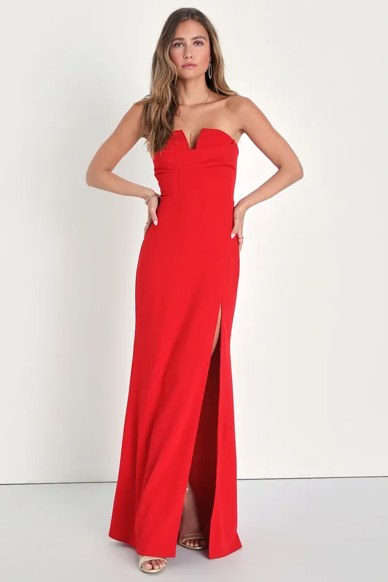 Effortless Radiance Red Strapless Mermaid Maxi Dress sold by Lulus product image thumbnail 2