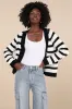 Absolutely Cozy Black and White Striped Oversized Cardigan sold by Lulus