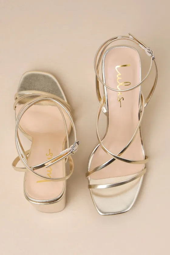 Munro Gold Strappy Ankle Strap High Heel Sandals sold by Lulus product image thumbnail 3