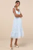 Distinctly Sweet Blue Floral Embroidered Tie-Strap Midi Dress sold by Lulus