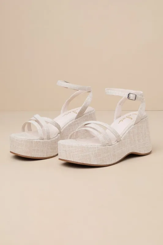 Akari Natural Woven Ankle Strap Platform Sandals sold by Lulus