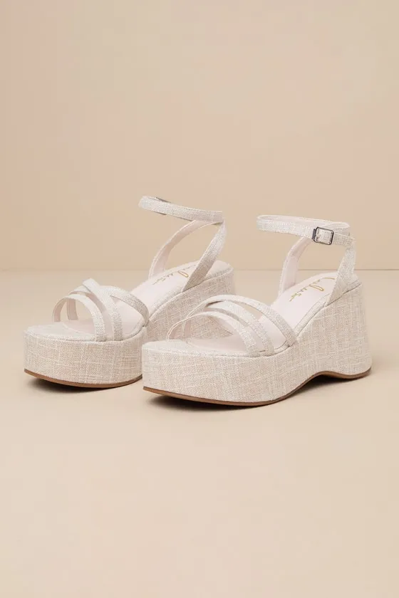 Akari Natural Woven Ankle Strap Platform Sandals sold by Lulus