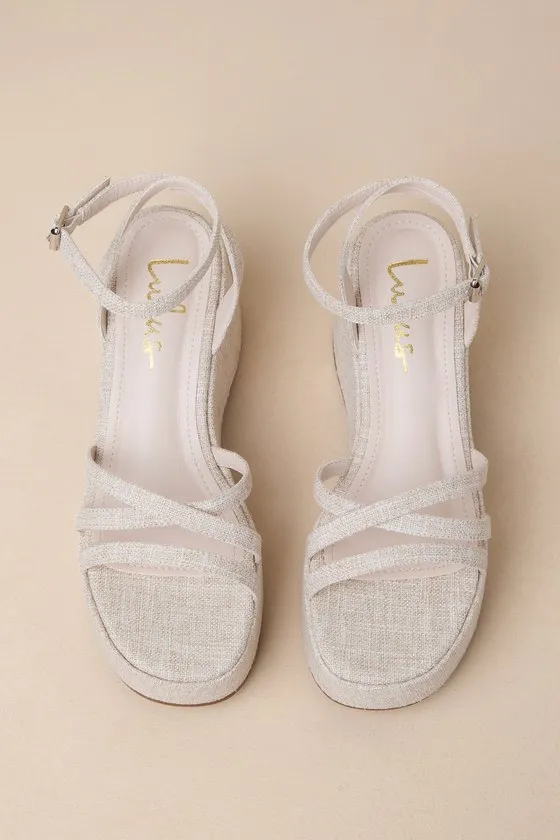 Akari Natural Woven Ankle Strap Platform Sandals sold by Lulus product image thumbnail 4