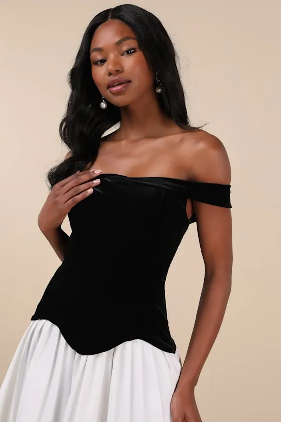 Savannah Black and White Off-the-Shoulder Mini Dress sold by Lulus product image thumbnail 4