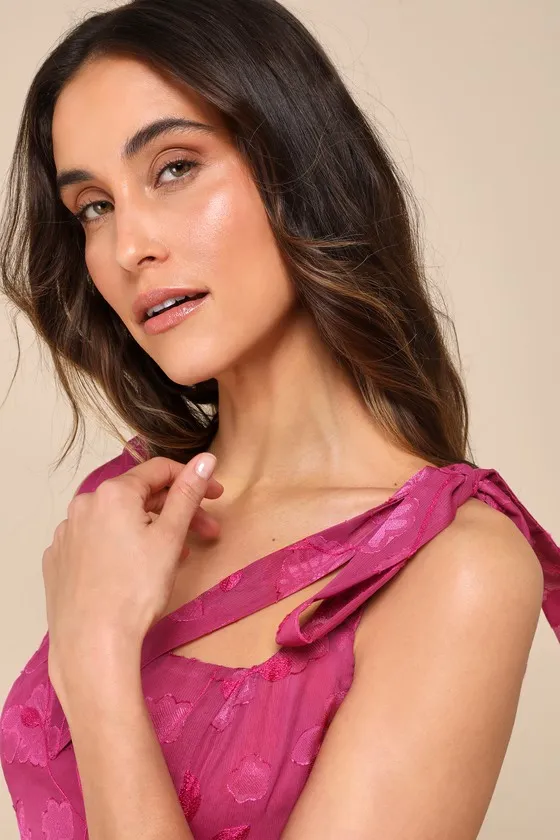 No One Prettier Magenta Floral Embroidered Tie-Strap Mini Dress sold by Lulus product image thumbnail 3