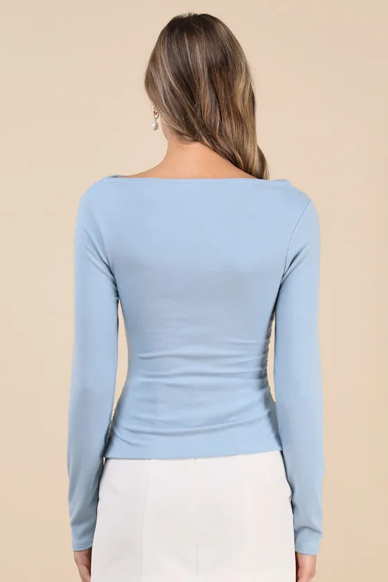 Modern Favorite Light Blue Ruched Long Sleeve Top sold by Lulus product image thumbnail 2
