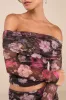 Unforgettably Sweet Brown Floral Print Mesh Off-the-Shoulder Top sold by Lulus