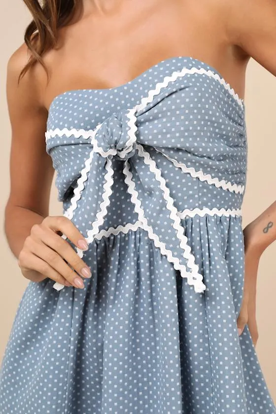 Delightful Design Dusty Blue Polka Dot Midi Dress With Pockets sold by Lulus product image thumbnail 4