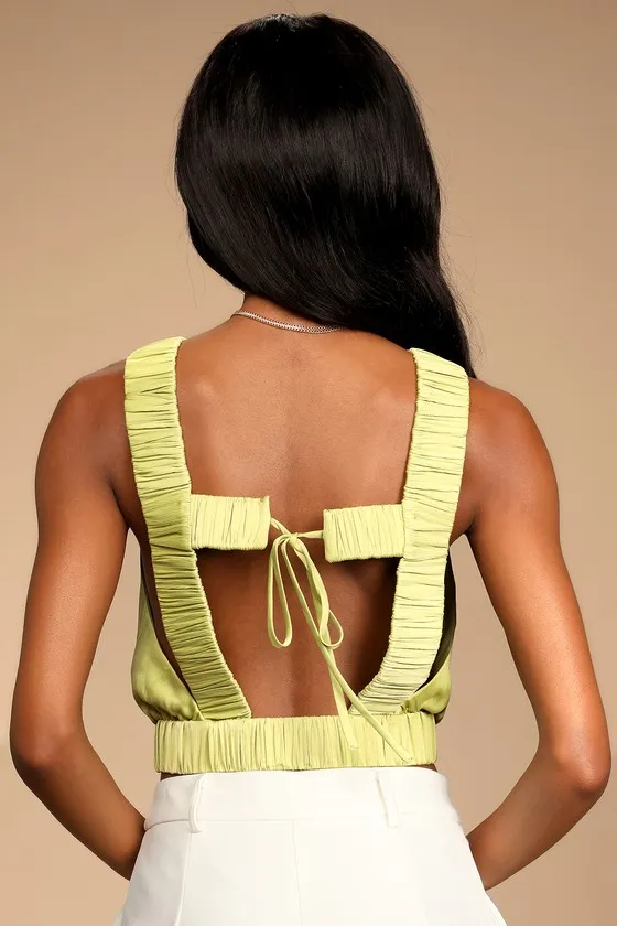 Sunny Day Chic Light Green Strappy Tie-Back Cropped Tank Top sold by Lulus product image thumbnail 4