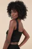Carolina Black Satin Tie-Front Sleeveless Crop Top sold by Lulus