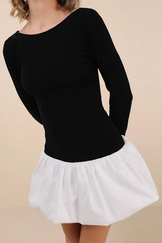 Ideal Approach Black and White Long Sleeve Mini Dress sold by Lulus product image thumbnail 4