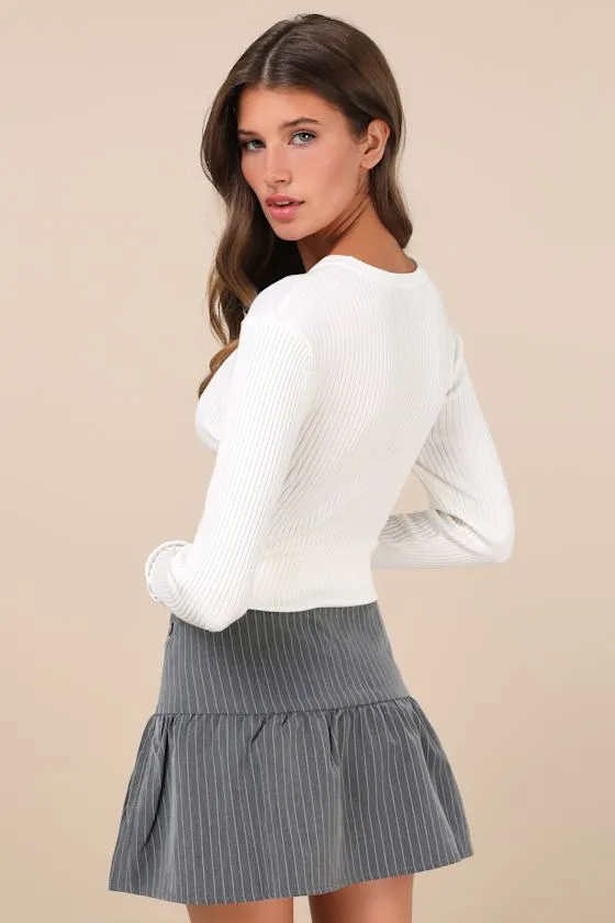 Raffita Grey Pinstriped Mini Skirt sold by Lulus product image thumbnail 2