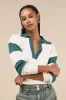 Posh Comfort Ivory and Green Collared Pullover Sweater sold by Lulus