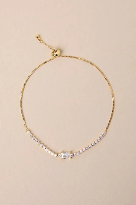 Glittering Poise Gold Rhinestone Toggle Bracelet sold by Lulus