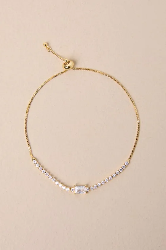 Glittering Poise Gold Rhinestone Toggle Bracelet sold by Lulus