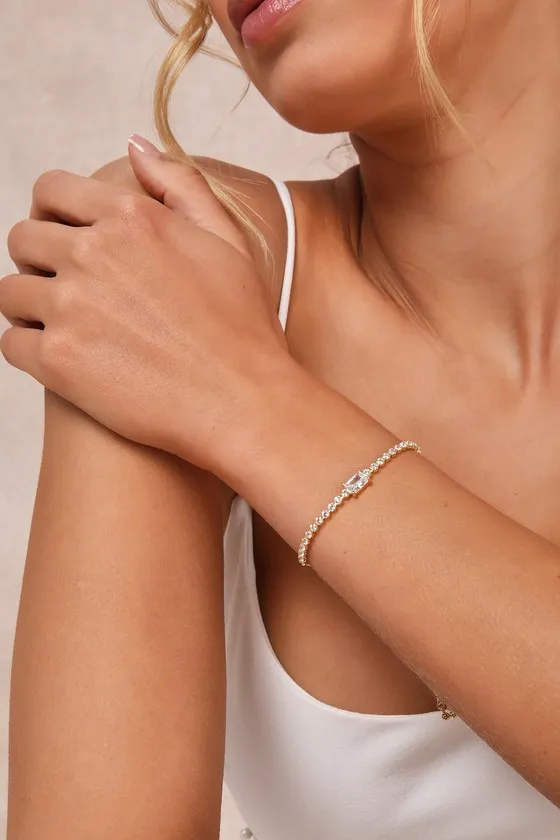 Glittering Poise Gold Rhinestone Toggle Bracelet sold by Lulus product image thumbnail 2