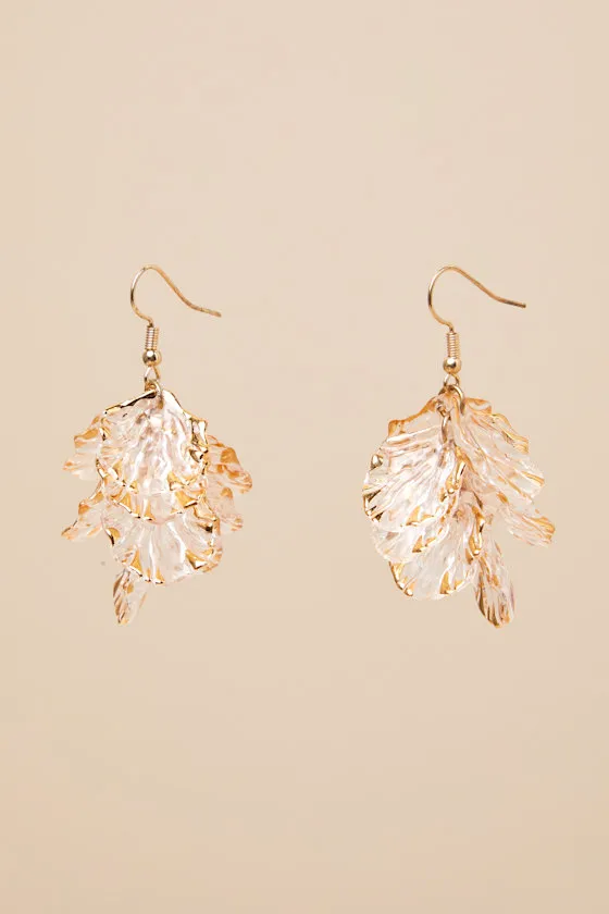 Gilded Glow Gold and Clear Floral Statement Earrings sold by Lulus product image thumbnail 2
