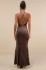 Immensely Luxe Brown Velour Backless Mermaid Maxi Dress sold by Lulus