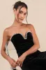 Fabulous Instinct Black Velvet Pearl Strapless Jumpsuit sold by Lulus