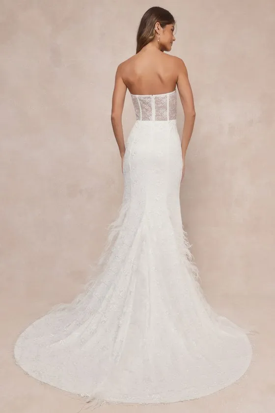 Ravishing Romance White Embroidered Feather Bustier Maxi Dress sold by Lulus product image thumbnail 2