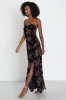 Exquisite Navy Blue Floral Burnout Velvet Strapless Maxi Dress sold by Lulus