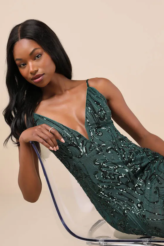 Sparkling Excellence Emerald Sequin Backless Bodycon Mini Dress sold by Lulus product image thumbnail 4