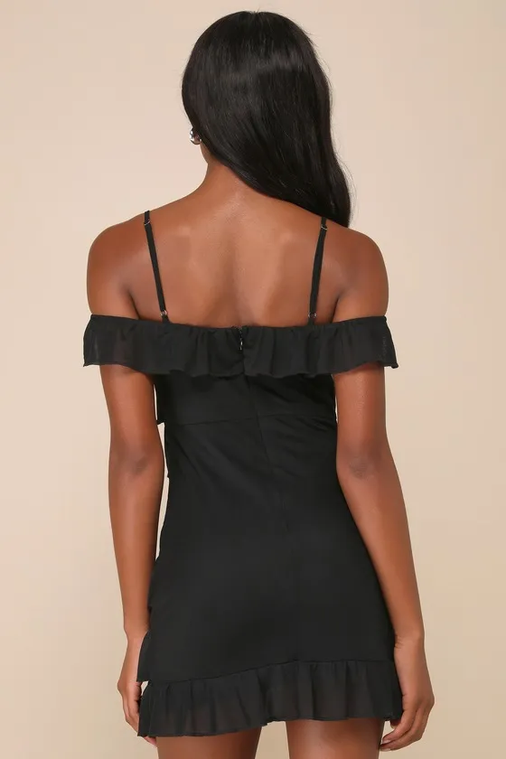 Sincerely Iconic Black Mesh Ruffled Sleeveless Mini Dress sold by Lulus product image thumbnail 3